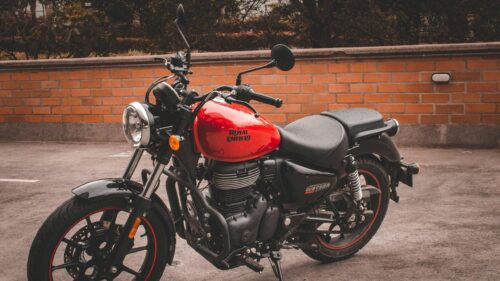 Red Royal Enfield Meteor 350 Motorcycle Desktop Wallpaper