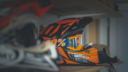 Orange Fox Racing Motocross Helmet with 100% Goggles PC Wallpaper