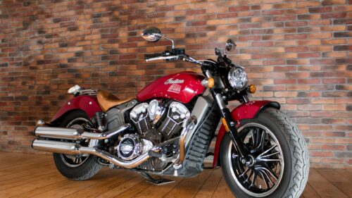 Stunning Red Indian Scout Motorcycle Studio 4K Wallpaper