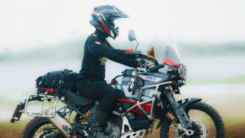 Ducati DesertX Adventure Motorcycle Rider Off-Road 4K Wallpaper