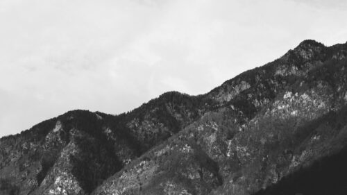 Stunning Black and White Mountain Peak Range Desktop Wallpaper