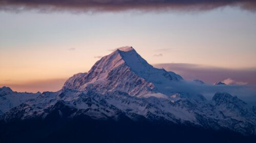Aoraki Mount Cook Sunset Snow Peak 4K Desktop Wallpaper