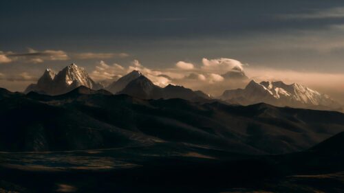 Majestic Snow Capped Himalayan Mountain Peaks at Sunset 4K Wallpaper