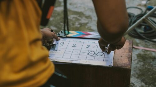Behind the Scenes Film Slate on Set 4K Desktop Wallpaper