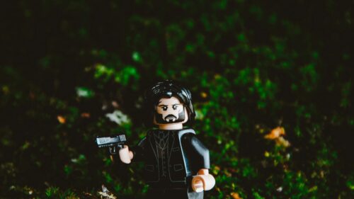 John Wick Lego Minifigure Cinematic Action 4K Desktop Wallpaper