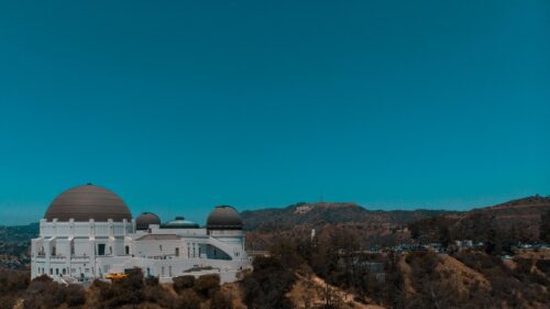 Griffith Observatory and Hollywood Sign Scenic View 4K Wallpaper