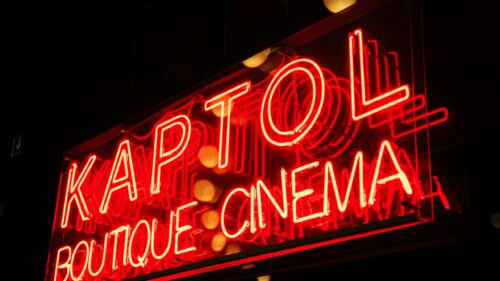 Kaptol Boutique Cinema Neon Sign Aesthetic 4K PC Wallpaper