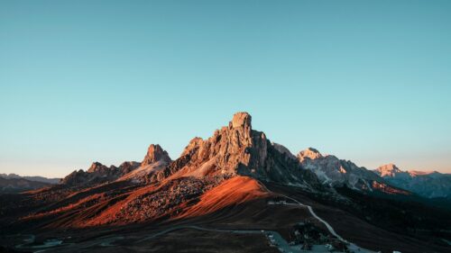 Sunset over Dolomites Mountain Range Italy 4K Wallpaper