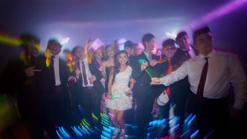 Group of Friends Having Fun at a Glow Party Desktop Wallpaper