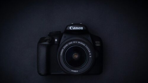 Minimalist Black Canon EOS 1300D Camera High Resolution Desktop Wallpaper