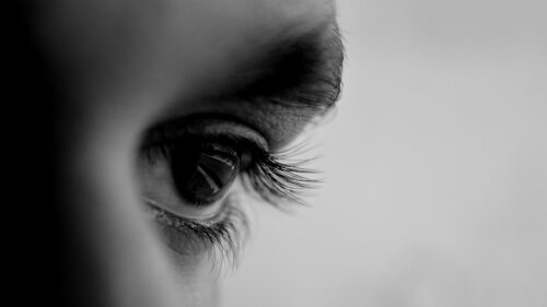 Macro Close-up Human Eye Reflection Black and White 4K Wallpaper