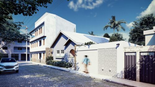 Modern Suburban Street Architectural Render 4K Desktop Wallpaper