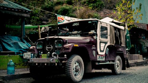 Vintage Dark Purple Jeep Adventure 4K Desktop Wallpaper