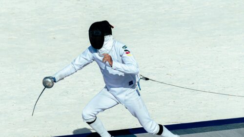 German Fencer in Action Professional Sports Desktop Wallpaper