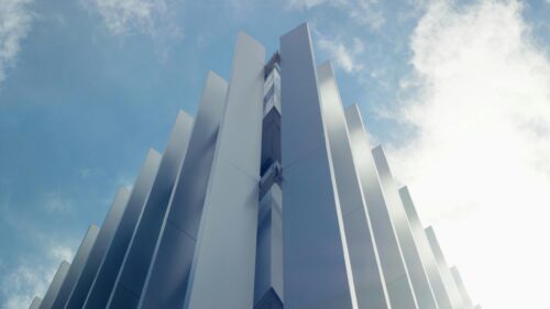 Modern Architectural Skyscraper Abstract White Facade 4K Wallpaper