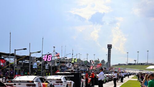 NASCAR Pit Road Action Racing Scene Desktop Wallpaper