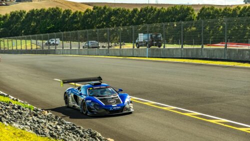 Blue McLaren 650S GT3 Race Car on Track 4K Wallpaper