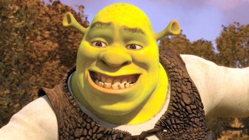 Iconic Shrek Sitting in the Swamp Sunset Landscape 4K Desktop Wallpaper