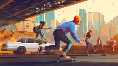 Skate Story Surreal Neon Aesthetic Gaming Wallpaper 4K for PC Desktop
