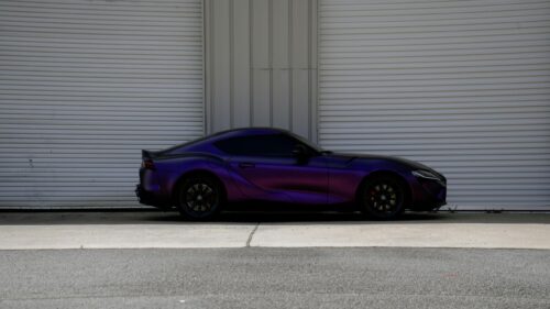 Stunning Purple Satin Matte Toyota Supra Side Profile 4K Wallpaper