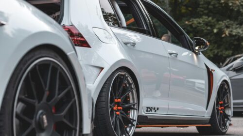 Modified White Volkswagen Golf TCR Sport Hatchback Desktop Wallpaper