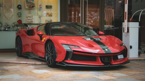 Red Ferrari SF90 XX Stradale Sports Car 4K Desktop Wallpaper