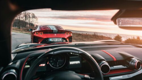 Stunning Ferrari 812 GTS View from Driver Seat 4K Wallpaper