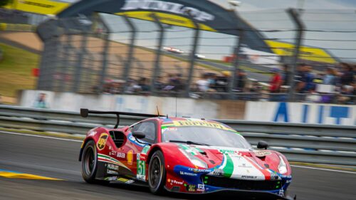 Ferrari 488 GTE Racing Car on Le Mans Circuit 4K Wallpaper