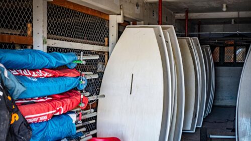 Sailing Equipment Storage Rack and Boat Hulls Desktop Wallpaper