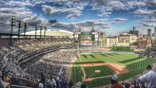 Comerica Park Detroit Tigers Baseball Stadium Panorama Desktop Wallpaper