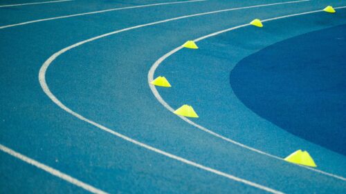 Minimalist Blue Athletics Track Curves 4K PC Wallpaper