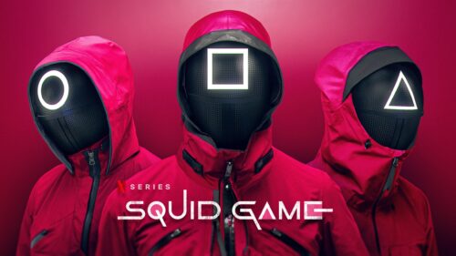 Minimalist Squid Game Red Light Green Light Abstract Art High Resolution Desktop Wallpaper