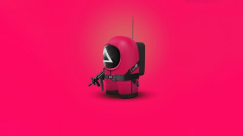 Minimalist Squid Game Red Light Green Light Abstract Art High Resolution Desktop Wallpaper