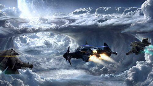 Star Citizen 4K Gaming Wallpaper: Epic Spaceship Combat Desktop Background