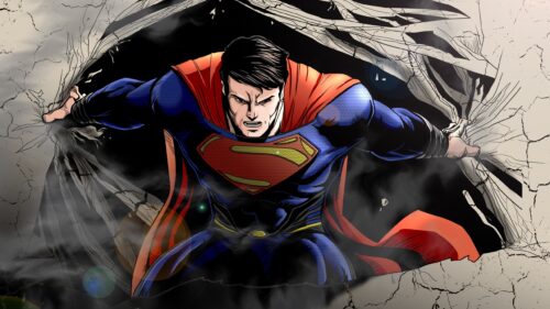 Epic Superman Flying Across the City Sky High Definition Desktop Wallpaper