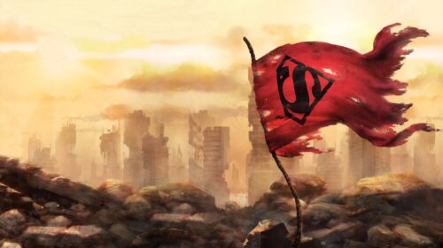 Epic Superman Flying Above Metropolis Skyline 4K Desktop Wallpaper