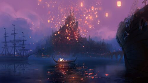 Magical Tangled Rapunzel Lantern Scene High Definition Desktop Wallpaper