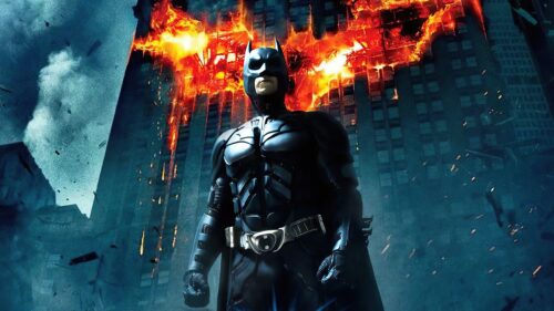 Cinematic The Dark Knight Batman Standing on Gotham Rooftop 4K Desktop Wallpaper