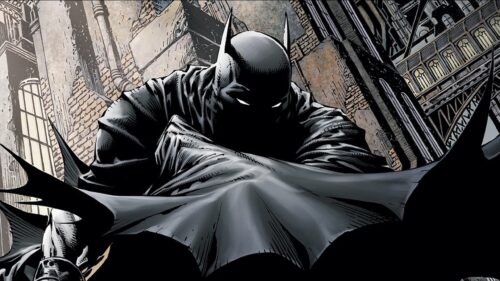 Cinematic The Dark Knight Batman Standing on Gotham Rooftop 4K Desktop Wallpaper