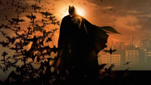 Cinematic The Dark Knight Batman Standing on Gotham Rooftop 4K Desktop Wallpaper