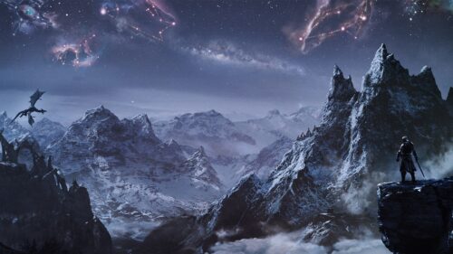 The Elder Scrolls Skyrim Dragonborn Epic Landscape Gaming Wallpaper 4K for PC Desktop