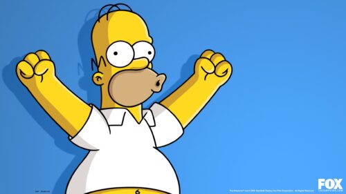 Iconic The Simpsons Family Sitting on the Famous Couch High Definition Desktop Wallpaper