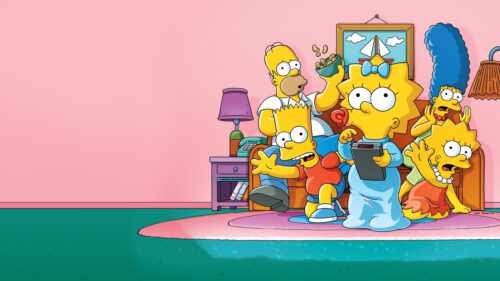 Iconic The Simpsons Family Sitting on Couch Funny Illustration 4K Desktop Wallpaper