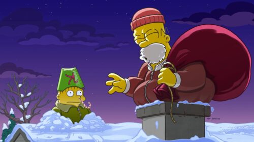 Iconic The Simpsons Family Sitting on Couch High Resolution Desktop Wallpaper