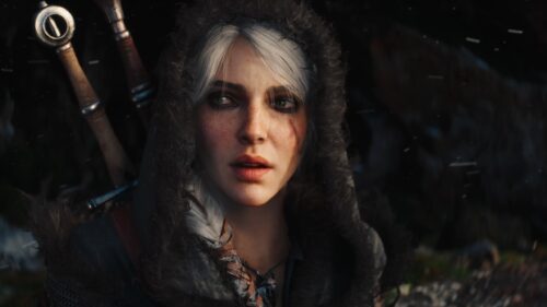 Geralt of Rivia Standing in a Dark Foggy Forest The Witcher 4K Desktop Wallpaper