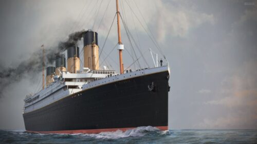 Majestic RMS Titanic Sailing Across the Atlantic Ocean High Resolution Desktop Wallpaper