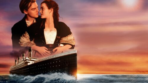 Majestic Titanic Ship Sailing on Calm Atlantic Ocean Sunset High Quality 4K Desktop Wallpaper