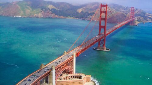 Stunning Aerial View of the Iconic Golden Gate Bridge 4K Wallpaper