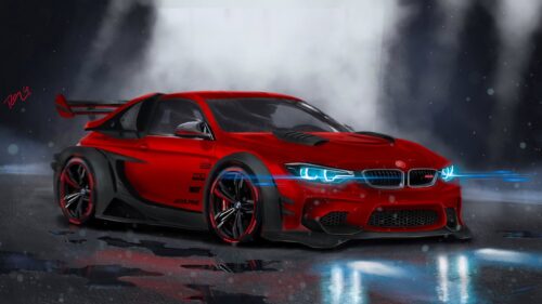 Aggressive Modified Tuner Car with Neon Glow Night Street Aesthetic 4K Desktop Wallpaper