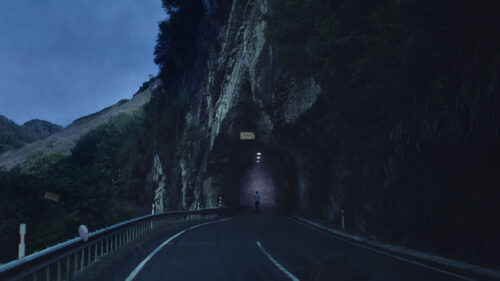 A Person Walking Through A Dream Tunnel Road Cinematic PC Wallpaper